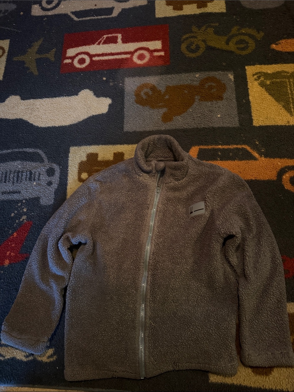Kids Plush Zip-Up Jacket - Gray